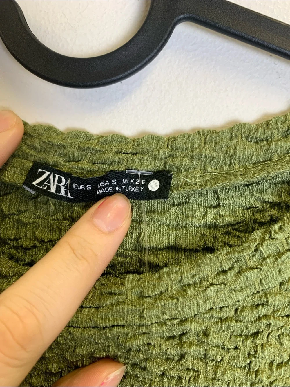 Zara Olive Textured Long Sleeve Top - Crinkle Knit